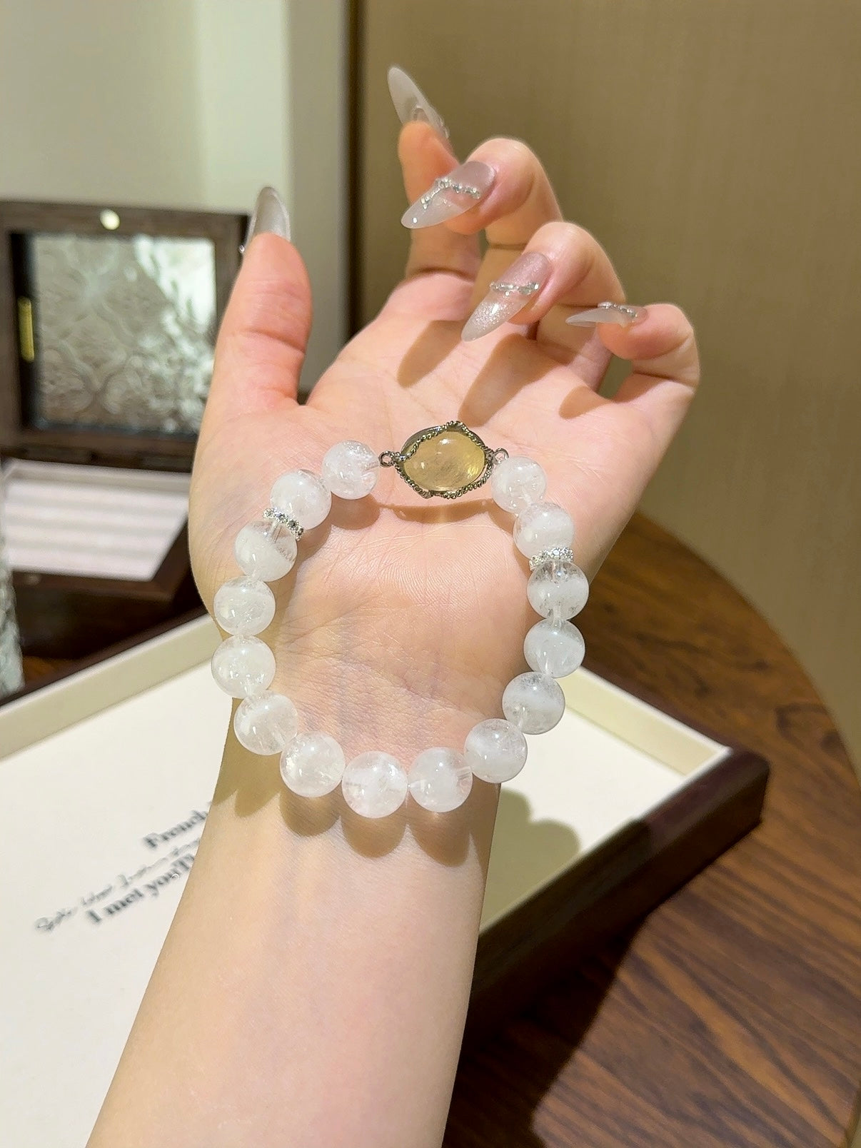 ▫️▪️ White Ghost Citrine Box Bracelet